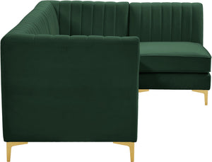 Alina Velvet / Engineered Wood / Metal / Foam Contemporary Green Velvet Modular Sectional - 93" W x 67" D x 31" H