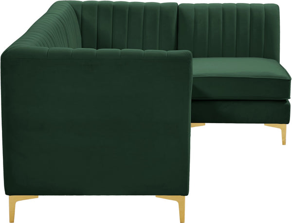 Alina Velvet / Engineered Wood / Metal / Foam Contemporary Green Velvet Modular Sectional - 93" W x 67" D x 31" H