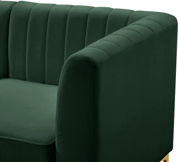 Alina Velvet / Engineered Wood / Metal / Foam Contemporary Green Velvet Modular Sectional - 93" W x 67" D x 31" H