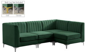 Alina Velvet / Engineered Wood / Metal / Foam Contemporary Green Velvet Modular Sectional - 93" W x 67" D x 31" H