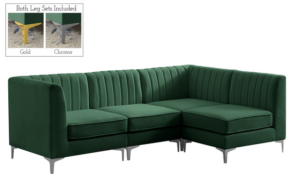 Alina Velvet / Engineered Wood / Metal / Foam Contemporary Green Velvet Modular Sectional - 93" W x 67" D x 31" H