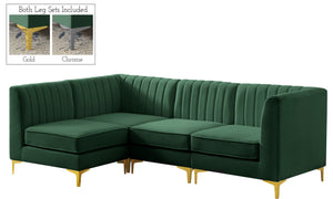 Alina Velvet / Engineered Wood / Metal / Foam Contemporary Green Velvet Modular Sectional - 93" W x 67" D x 31" H