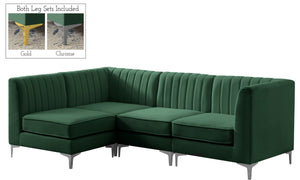 Alina Velvet / Engineered Wood / Metal / Foam Contemporary Green Velvet Modular Sectional - 93" W x 67" D x 31" H