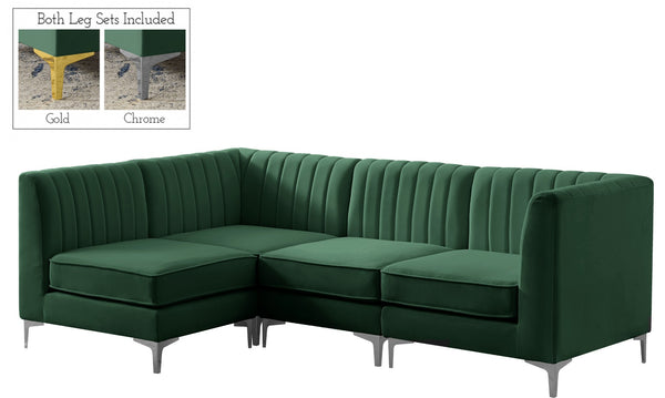 Alina Velvet / Engineered Wood / Metal / Foam Contemporary Green Velvet Modular Sectional - 93" W x 67" D x 31" H