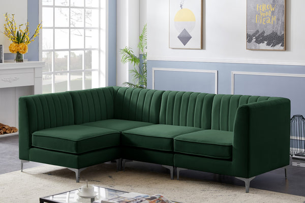 Alina Velvet / Engineered Wood / Metal / Foam Contemporary Green Velvet Modular Sectional - 93" W x 67" D x 31" H