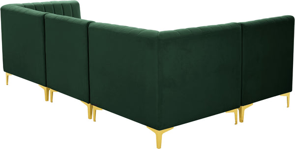 Alina Velvet / Engineered Wood / Metal / Foam Contemporary Green Velvet Modular Sectional - 93" W x 67" D x 31" H