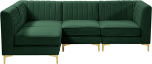 Alina Velvet / Engineered Wood / Metal / Foam Contemporary Green Velvet Modular Sectional - 93" W x 67" D x 31" H