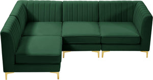 Alina Velvet / Engineered Wood / Metal / Foam Contemporary Green Velvet Modular Sectional - 93" W x 67" D x 31" H
