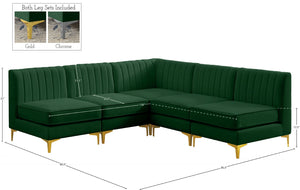 Alina Velvet / Engineered Wood / Metal / Foam Contemporary Green Velvet Modular Sectional - 85.5" W x 85.5" D x 31" H