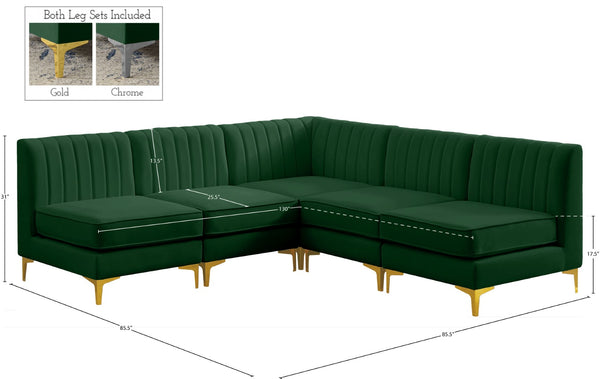 Alina Velvet / Engineered Wood / Metal / Foam Contemporary Green Velvet Modular Sectional - 85.5" W x 85.5" D x 31" H