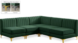 Alina Velvet / Engineered Wood / Metal / Foam Contemporary Green Velvet Modular Sectional - 85.5" W x 85.5" D x 31" H
