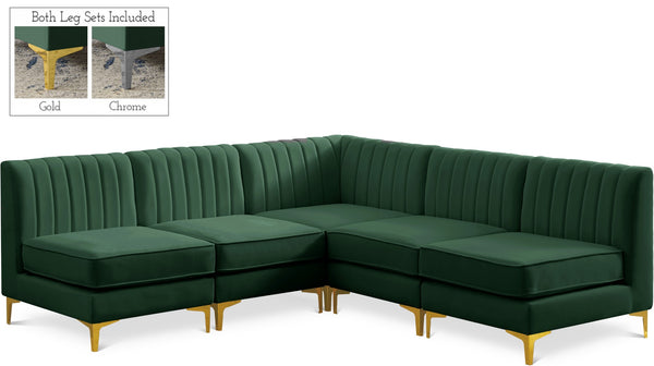Alina Velvet / Engineered Wood / Metal / Foam Contemporary Green Velvet Modular Sectional - 85.5" W x 85.5" D x 31" H