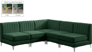Alina Velvet / Engineered Wood / Metal / Foam Contemporary Green Velvet Modular Sectional - 85.5" W x 85.5" D x 31" H