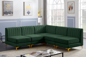 Alina Velvet / Engineered Wood / Metal / Foam Contemporary Green Velvet Modular Sectional - 85.5" W x 85.5" D x 31" H