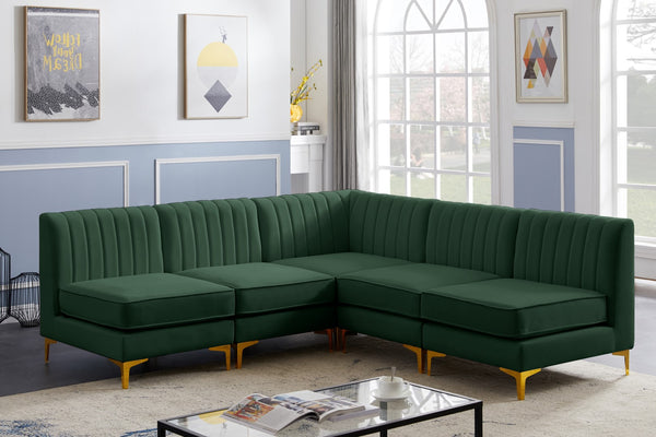 Alina Velvet / Engineered Wood / Metal / Foam Contemporary Green Velvet Modular Sectional - 85.5" W x 85.5" D x 31" H