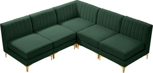 Alina Velvet / Engineered Wood / Metal / Foam Contemporary Green Velvet Modular Sectional - 85.5" W x 85.5" D x 31" H