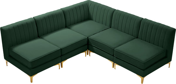 Alina Velvet / Engineered Wood / Metal / Foam Contemporary Green Velvet Modular Sectional - 85.5" W x 85.5" D x 31" H