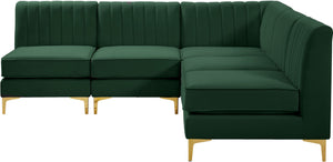 Alina Velvet / Engineered Wood / Metal / Foam Contemporary Green Velvet Modular Sectional - 85.5" W x 85.5" D x 31" H