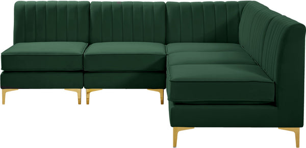 Alina Velvet / Engineered Wood / Metal / Foam Contemporary Green Velvet Modular Sectional - 85.5" W x 85.5" D x 31" H