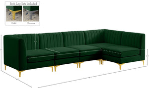 Alina Velvet / Engineered Wood / Metal / Foam Contemporary Green Velvet Modular Sectional - 119" W x 59.5" D x 31" H