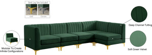Alina Velvet / Engineered Wood / Metal / Foam Contemporary Green Velvet Modular Sectional - 119" W x 59.5" D x 31" H