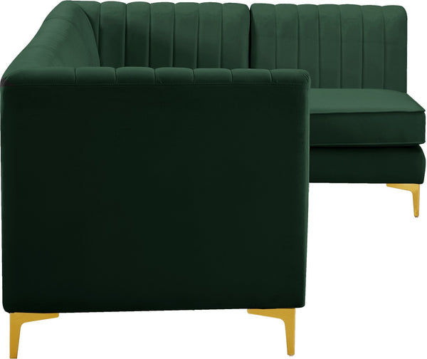 Alina Velvet / Engineered Wood / Metal / Foam Contemporary Green Velvet Modular Sectional - 119" W x 59.5" D x 31" H