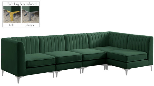 Alina Velvet / Engineered Wood / Metal / Foam Contemporary Green Velvet Modular Sectional - 119" W x 59.5" D x 31" H
