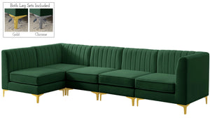 Alina Velvet / Engineered Wood / Metal / Foam Contemporary Green Velvet Modular Sectional - 119" W x 59.5" D x 31" H