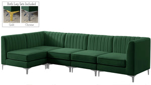 Alina Velvet / Engineered Wood / Metal / Foam Contemporary Green Velvet Modular Sectional - 119" W x 59.5" D x 31" H