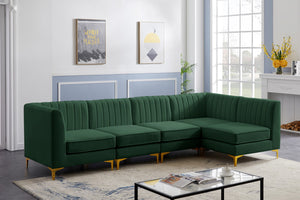 Alina Velvet / Engineered Wood / Metal / Foam Contemporary Green Velvet Modular Sectional - 119" W x 59.5" D x 31" H