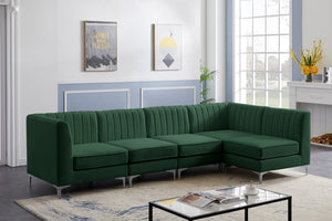 Alina Velvet / Engineered Wood / Metal / Foam Contemporary Green Velvet Modular Sectional - 119" W x 59.5" D x 31" H