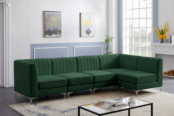 Alina Velvet / Engineered Wood / Metal / Foam Contemporary Green Velvet Modular Sectional - 119" W x 59.5" D x 31" H