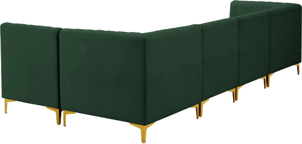 Alina Velvet / Engineered Wood / Metal / Foam Contemporary Green Velvet Modular Sectional - 119" W x 59.5" D x 31" H