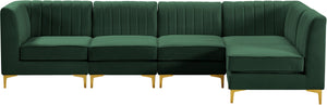 Alina Velvet / Engineered Wood / Metal / Foam Contemporary Green Velvet Modular Sectional - 119" W x 59.5" D x 31" H
