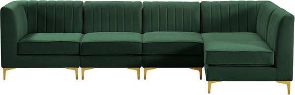 Alina Velvet / Engineered Wood / Metal / Foam Contemporary Green Velvet Modular Sectional - 119" W x 59.5" D x 31" H