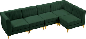 Alina Velvet / Engineered Wood / Metal / Foam Contemporary Green Velvet Modular Sectional - 119" W x 59.5" D x 31" H