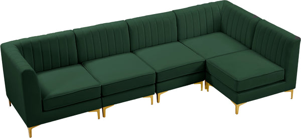 Alina Velvet / Engineered Wood / Metal / Foam Contemporary Green Velvet Modular Sectional - 119" W x 59.5" D x 31" H