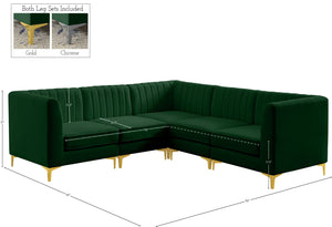 Alina Velvet / Engineered Wood / Metal / Foam Contemporary Green Velvet Modular Sectional - 93" W x 93" D x 31" H