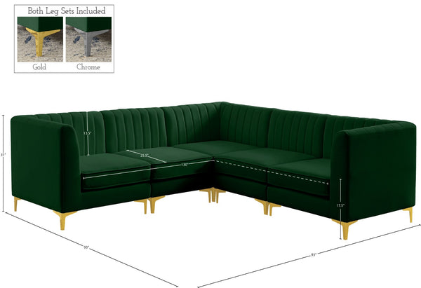 Alina Velvet / Engineered Wood / Metal / Foam Contemporary Green Velvet Modular Sectional - 93" W x 93" D x 31" H