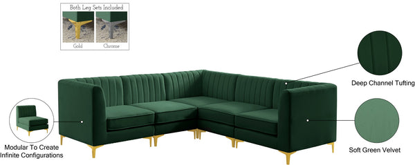 Alina Velvet / Engineered Wood / Metal / Foam Contemporary Green Velvet Modular Sectional - 93" W x 93" D x 31" H