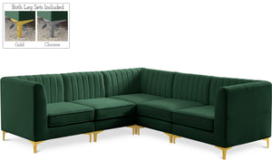 Alina Velvet / Engineered Wood / Metal / Foam Contemporary Green Velvet Modular Sectional - 93" W x 93" D x 31" H