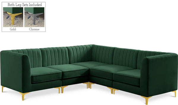 Alina Velvet / Engineered Wood / Metal / Foam Contemporary Green Velvet Modular Sectional - 93" W x 93" D x 31" H
