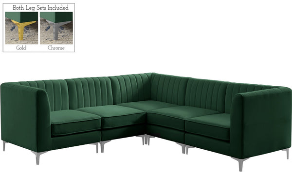 Alina Velvet / Engineered Wood / Metal / Foam Contemporary Green Velvet Modular Sectional - 93" W x 93" D x 31" H