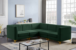 Alina Velvet / Engineered Wood / Metal / Foam Contemporary Green Velvet Modular Sectional - 93" W x 93" D x 31" H