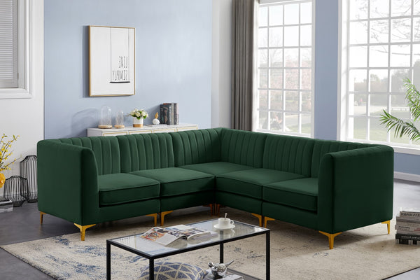 Alina Velvet / Engineered Wood / Metal / Foam Contemporary Green Velvet Modular Sectional - 93" W x 93" D x 31" H