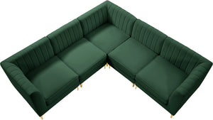 Alina Velvet / Engineered Wood / Metal / Foam Contemporary Green Velvet Modular Sectional - 93" W x 93" D x 31" H