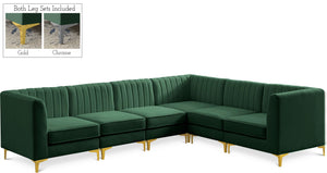 Alina Velvet / Engineered Wood / Metal / Foam Contemporary Green Velvet Modular Sectional - 119" W x 93" D x 31" H