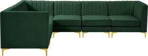 Alina Velvet / Engineered Wood / Metal / Foam Contemporary Green Velvet Modular Sectional - 119" W x 93" D x 31" H