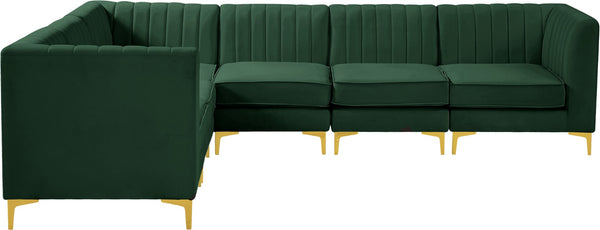 Alina Velvet / Engineered Wood / Metal / Foam Contemporary Green Velvet Modular Sectional - 119" W x 93" D x 31" H