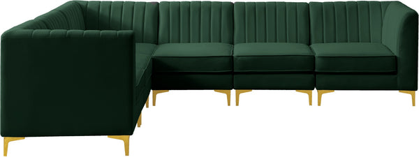 Alina Velvet / Engineered Wood / Metal / Foam Contemporary Green Velvet Modular Sectional - 119" W x 93" D x 31" H